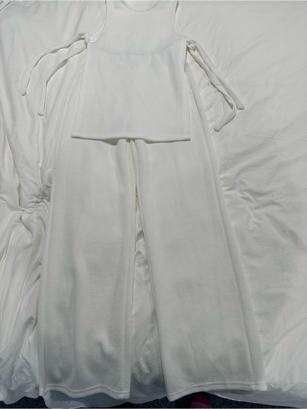 Women's Rib-Knit Wide-Leg Pants - White